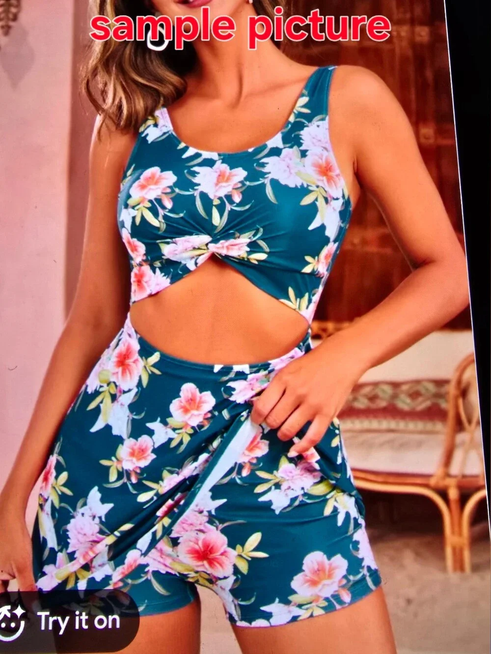 Cutout One-Piece Dress Skort Swimsuit Twist Front Ruched SwimDress
